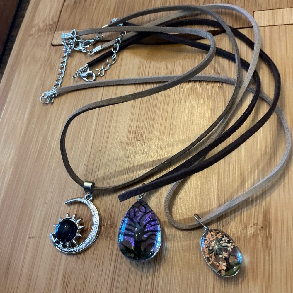 Set of Three Unique Pendant Necklaces, 21” - Picture 2 of 2